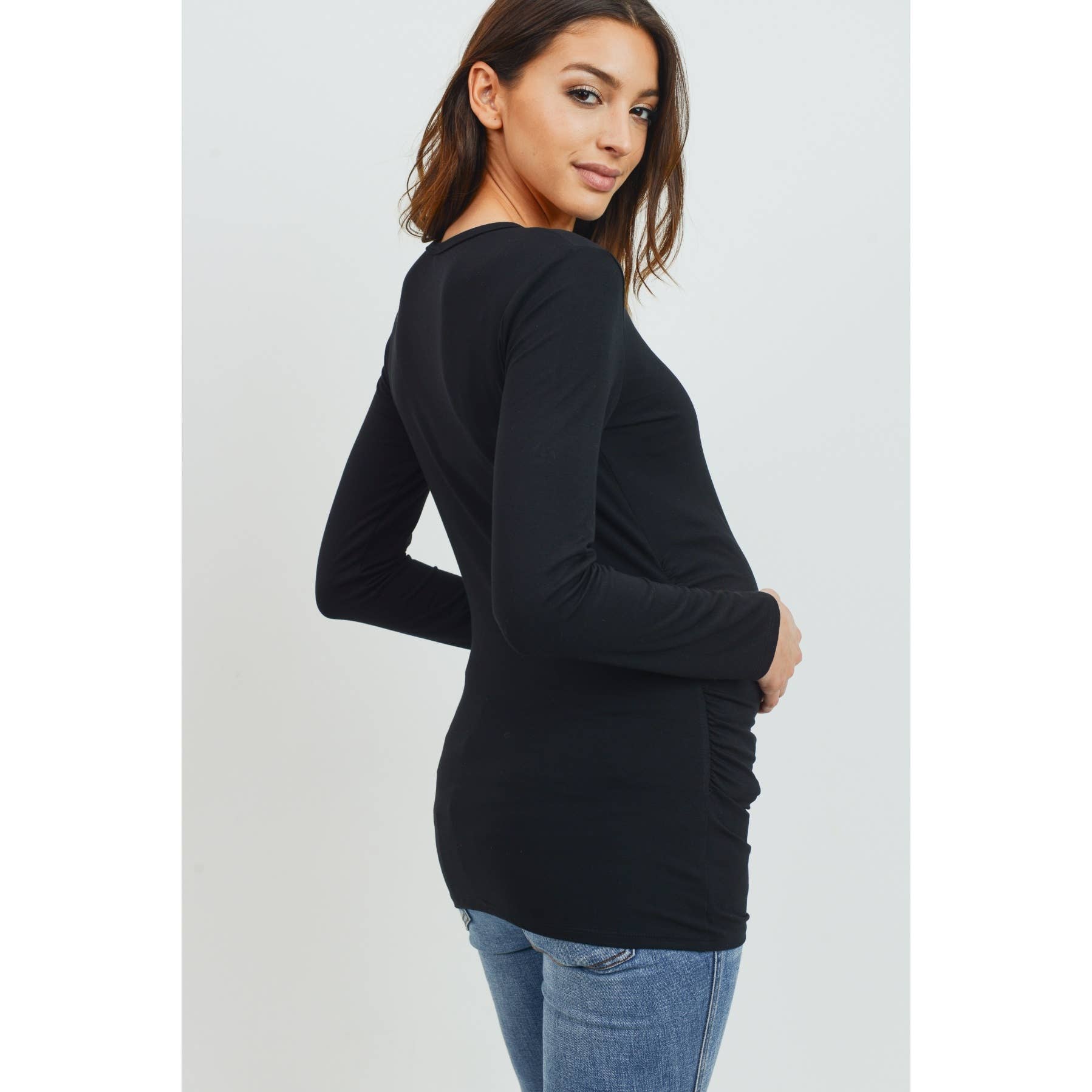 Hello Miz - Wholesale Top - Maternity - Long Sleeve Maternity Crewneck Knit Top2