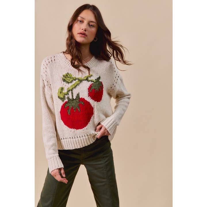 IVE - Wholesale Knit Sweater - Women's - Vegetable Round Neck Long Sleeve Sweater Top2