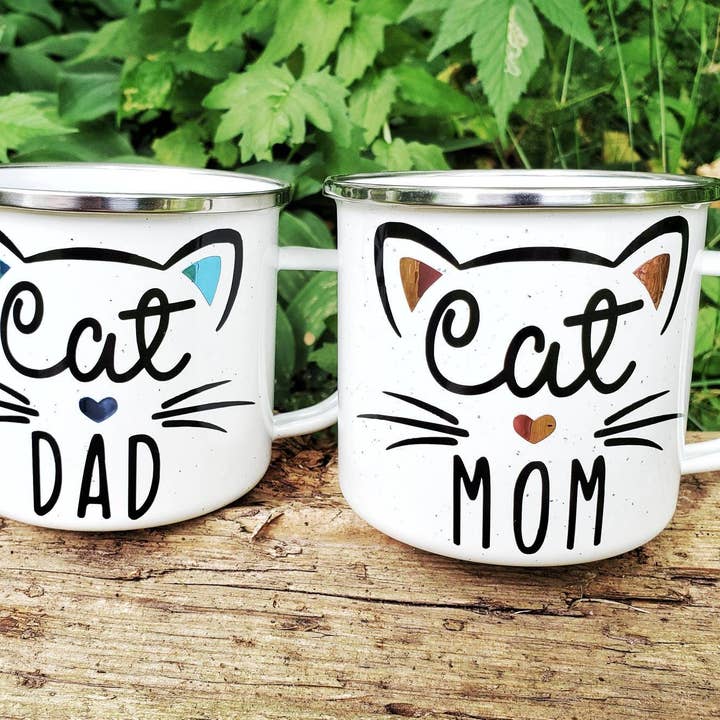 Presente da mãe do gato, Presente do pai do gato, Pais do gato, Caneca da mãe do gato, Caneca do pai do gato, Presente da adoção do animal de estimação, Canecas do amante do gato, Conjunto de canecas da fogueira dos pais do gato, por atacado de Superior Sweet Water