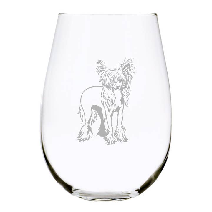 Verre à vin sans pied pour chien sur le thème de Chinese Crested, 17 oz pour la vente par C&M Personal Gifts