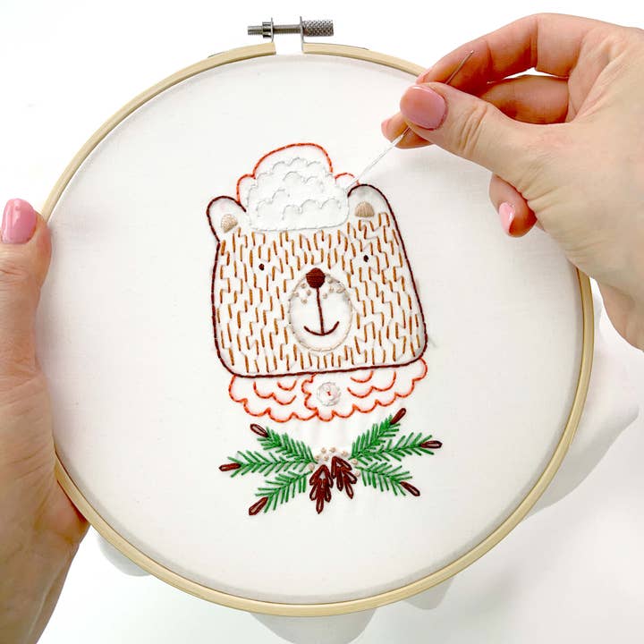 Winter Grizzly 8" embroidery kit for wholesale by Penguin & Fish