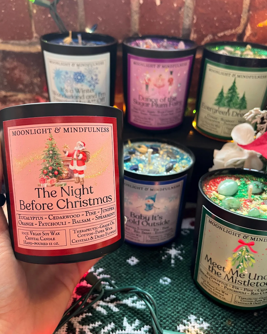 Moonlight & Mindfulness - Wholesale Jar/Filled Candle - Holiday Soy Wax Crystal Candles, Christmas Scents, Vegan6