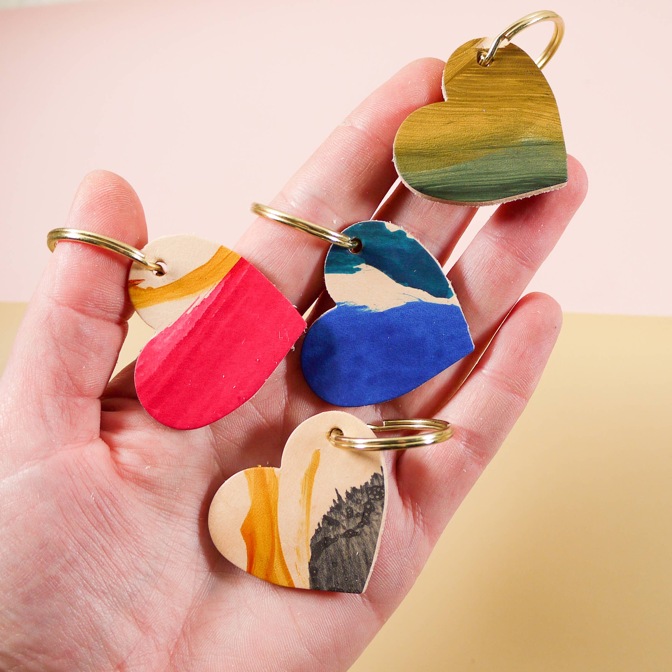 Tori Lo Designs – wholesale Keychain – Women's – Hand Painted Heart Keyring - Multiple Colour Choices5