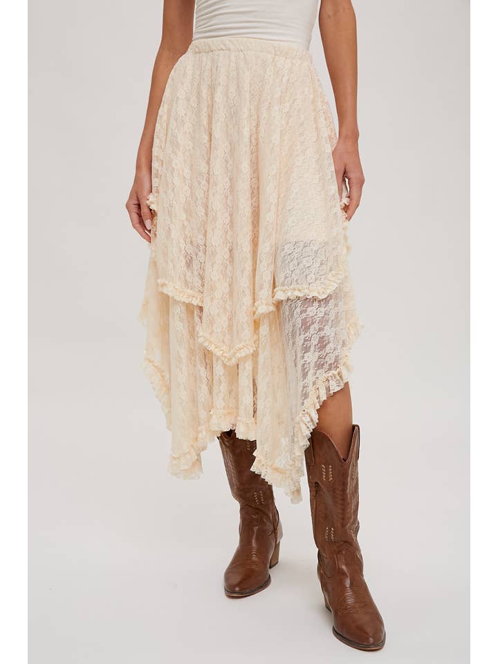 Bluivy - Wholesale Skirt - Women's - LACE TIER MIDI SKIRT