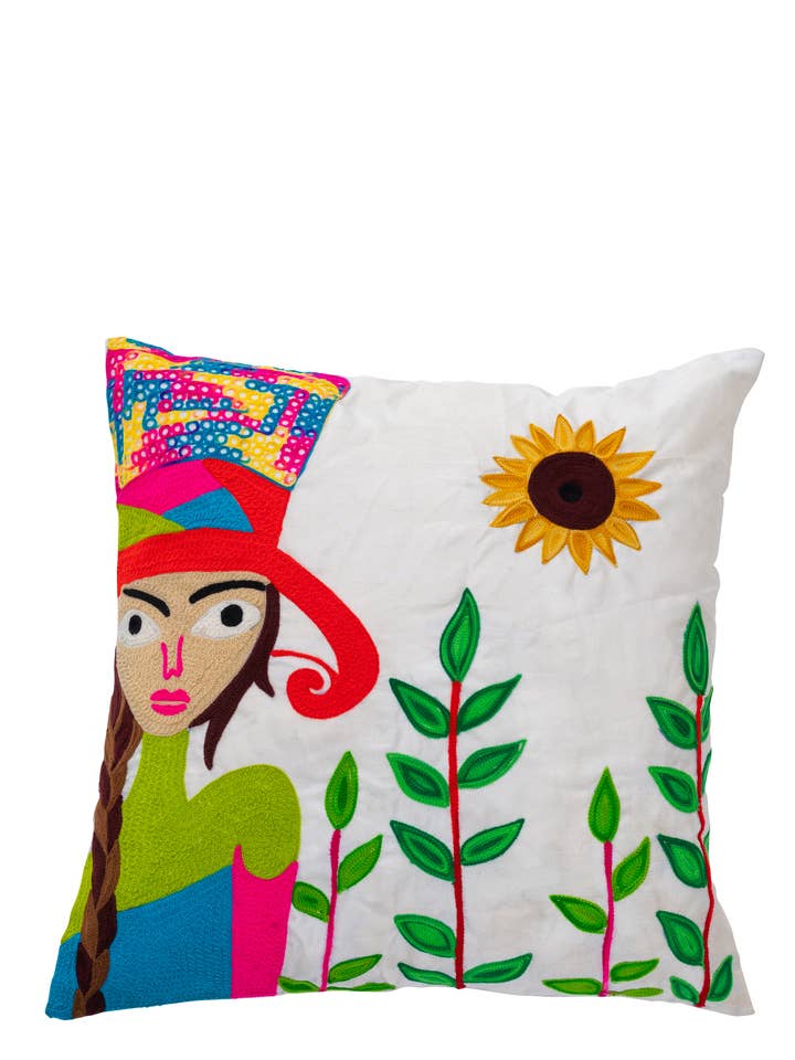 Housse de coussin brodée Do9495Co pour la vente par Peace & Love (CALAO IMPORT EXPORT S.L.)