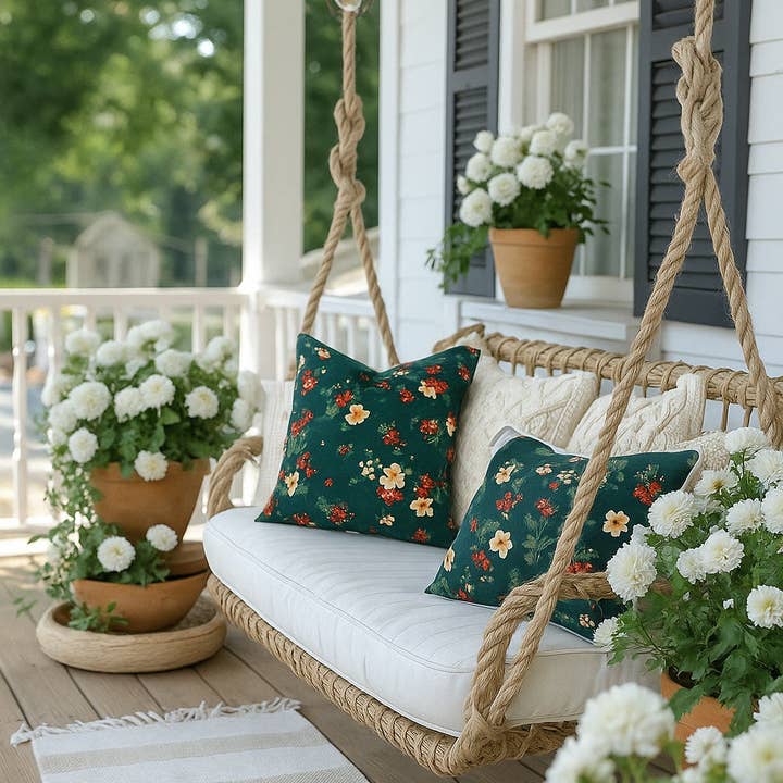 Mama and Tochter - Wholesale Chair Cushion - Waterproof Outdoor Cushion Cover - Teal Floral