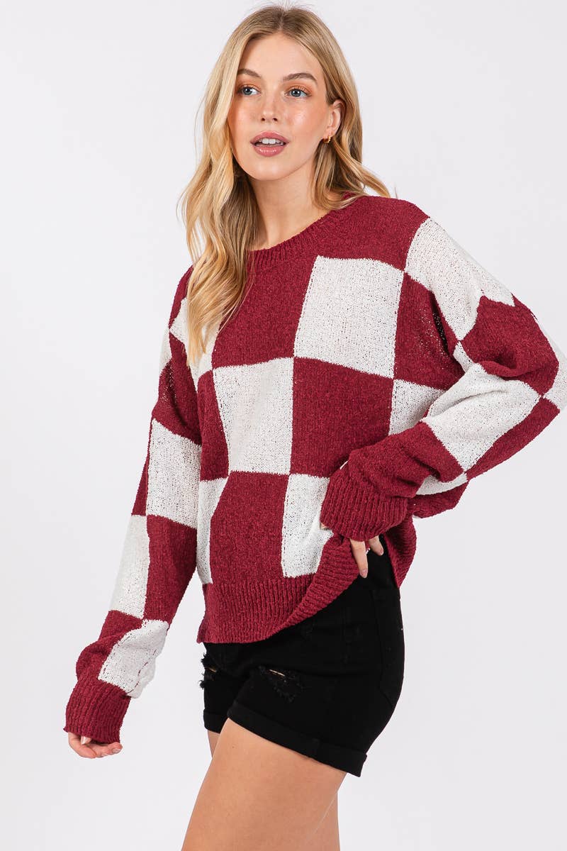 Sewn and Seen - Wholesale Knit Sweater - Women's - CHECKER SWEATER TOP 18