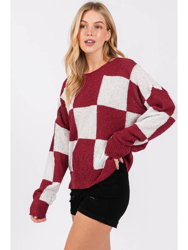 Sewn and Seen - Wholesale Knit Sweater - Women's - CHECKER SWEATER TOP 18