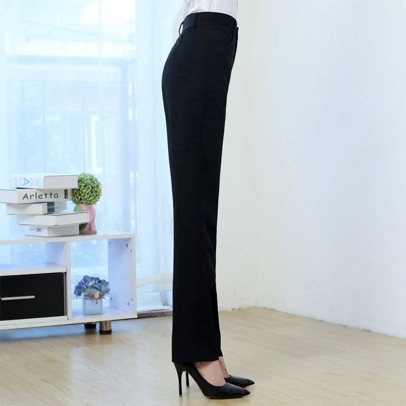 Sheer Trend - Wholesale Pants - Women's - High-Waisted Black Formal Trousers With Stretch2