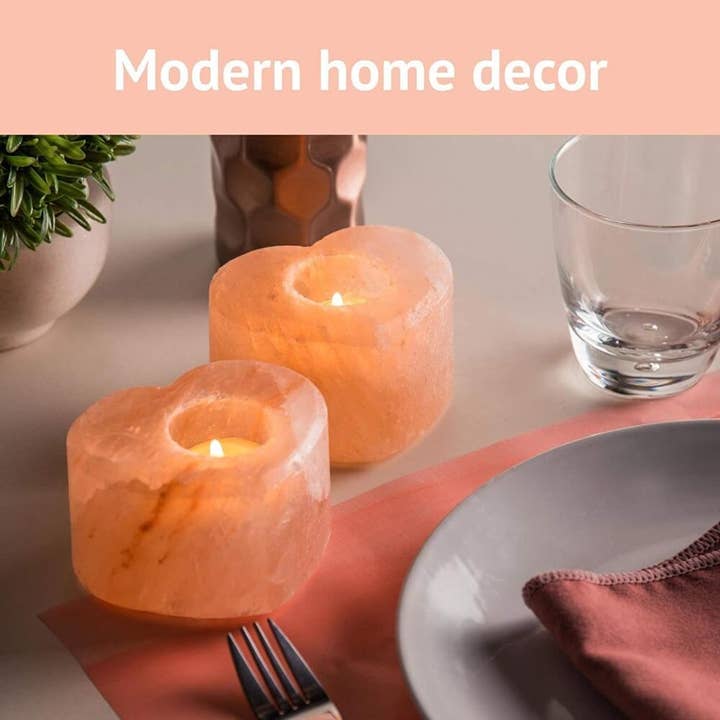 Himalayan Trading Co.® - Wholesale Candle Holder - Himalayan Salt Tealight Heart Candle Holders (2 Pack)8
