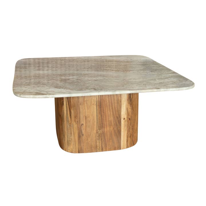 Now's Home - Wholesale Coffee Table - BERGEN GRAY MARBLE AND WOOD COFFEE TABLE 80X80X36CM1