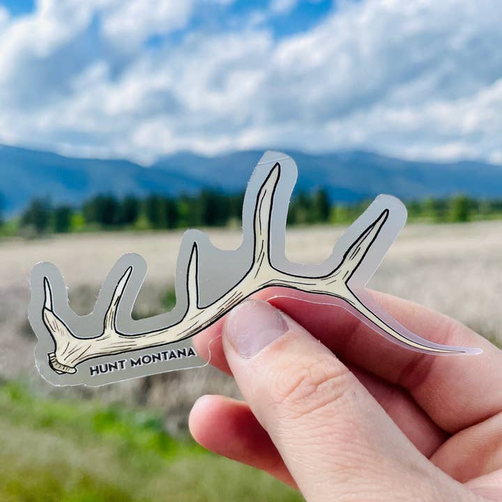 Elk Antler - Hunt Montana Sticker for wholesale by Creatively Leanne