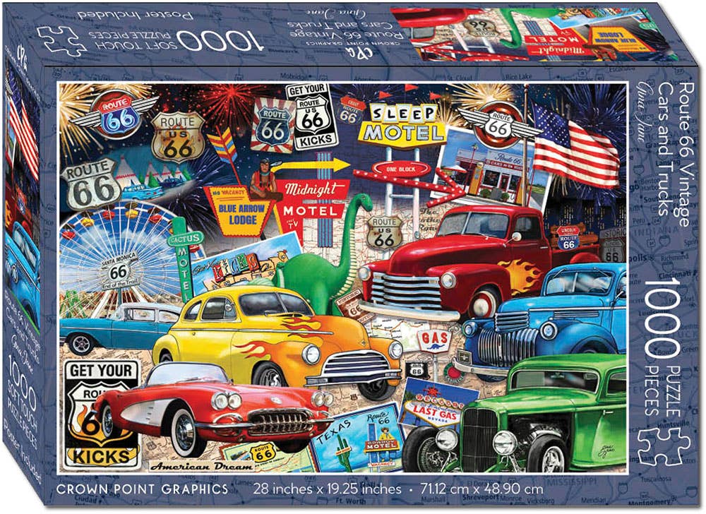 Puzzle Jigsaw 1000 Pieces eco cardboard Vintage garage gift Toys red car 