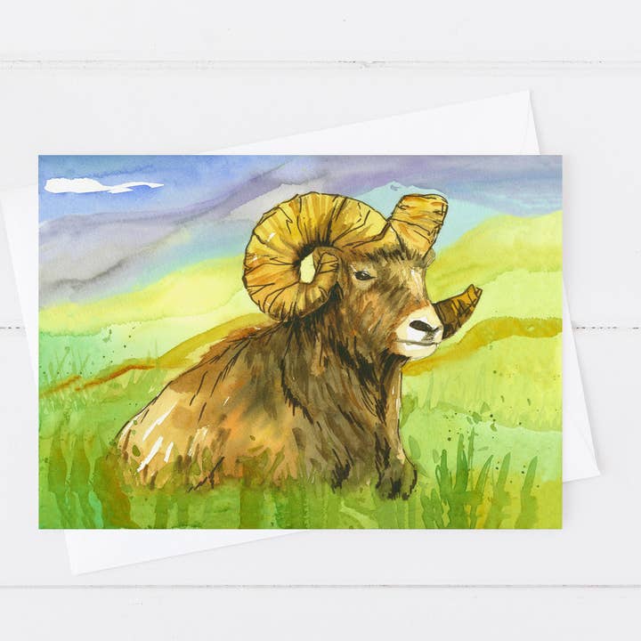 Desert Bighorn Sheep Mountain Wildlife Animal Greeting Card for wholesale by Rugosa & Pine