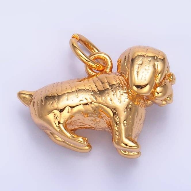 24K Gold Filled Pug Pit Bull Pet Dog 3D Multidimensional Charm | W390 for wholesale by Aim Eternal