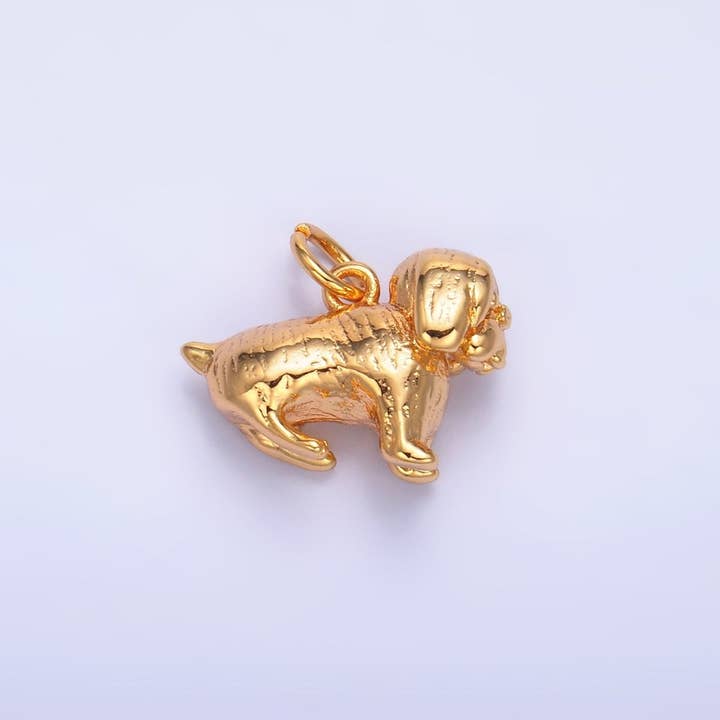 24K Gold Filled Pug Pit Bull Pet Dog 3D Multidimensional Charm | W390 for wholesale by Aim Eternal