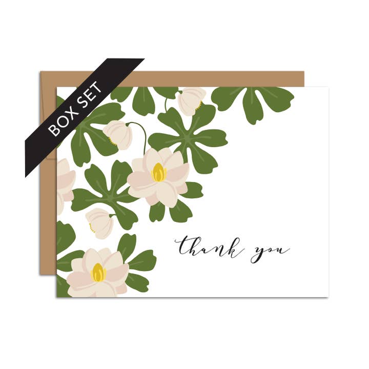 Tarjeta de Agradecimiento de Flores Blancas | Tarjeta de Felicitación | Juego de Caja para venta al por mayor de HAZELMADE® Tea Towels + Gifts