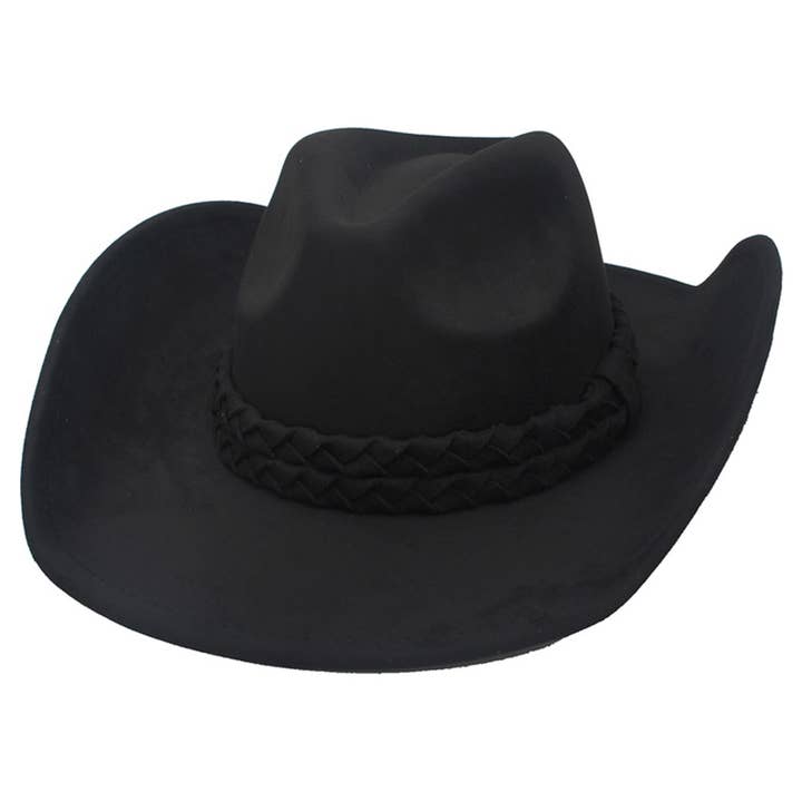 JOIA ACCESSORIES - Wholesale Cowboy Hat - Women's - DOUBLE STACK BRAID BANDED PINCH FRONT COWBOY HAT, IHT 725702