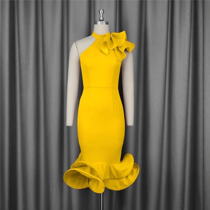 Offshoulder Ruffled Party Dress for wholesale by Sheer Trend