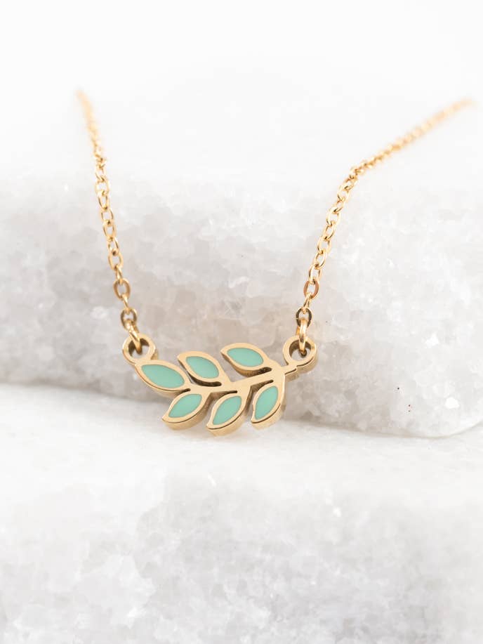 Collar Rowen Leaf en menta para venta al por mayor de Starfish Project UK