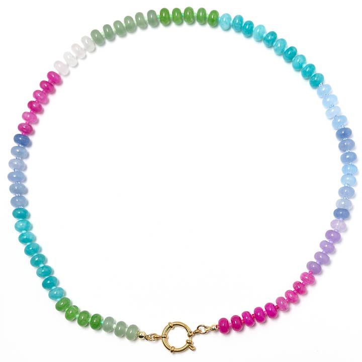 Gemstone Candy Round Sailor Clasp Charm Necklace   for wholesale by Savvy Bling