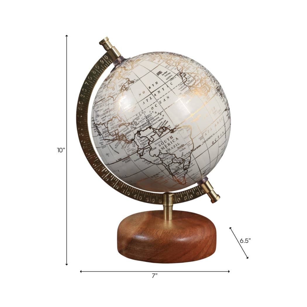 Sagebrook Home - Wholesale Desk Globe - Resin Wood Base Globe Sculpture - Natural, 10 in.3