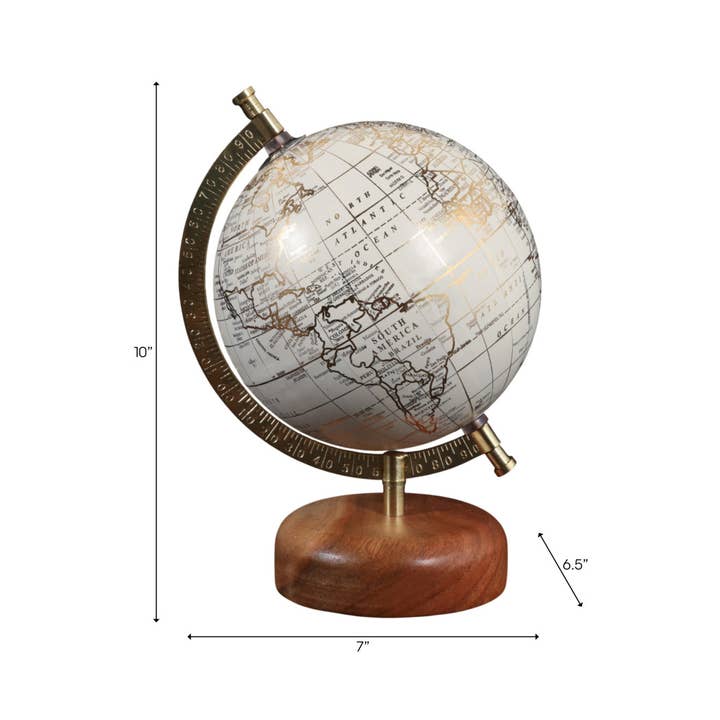 Sagebrook Home - Wholesale Desk Globe - Resin Wood Base Globe Sculpture - Natural, 10 in.3