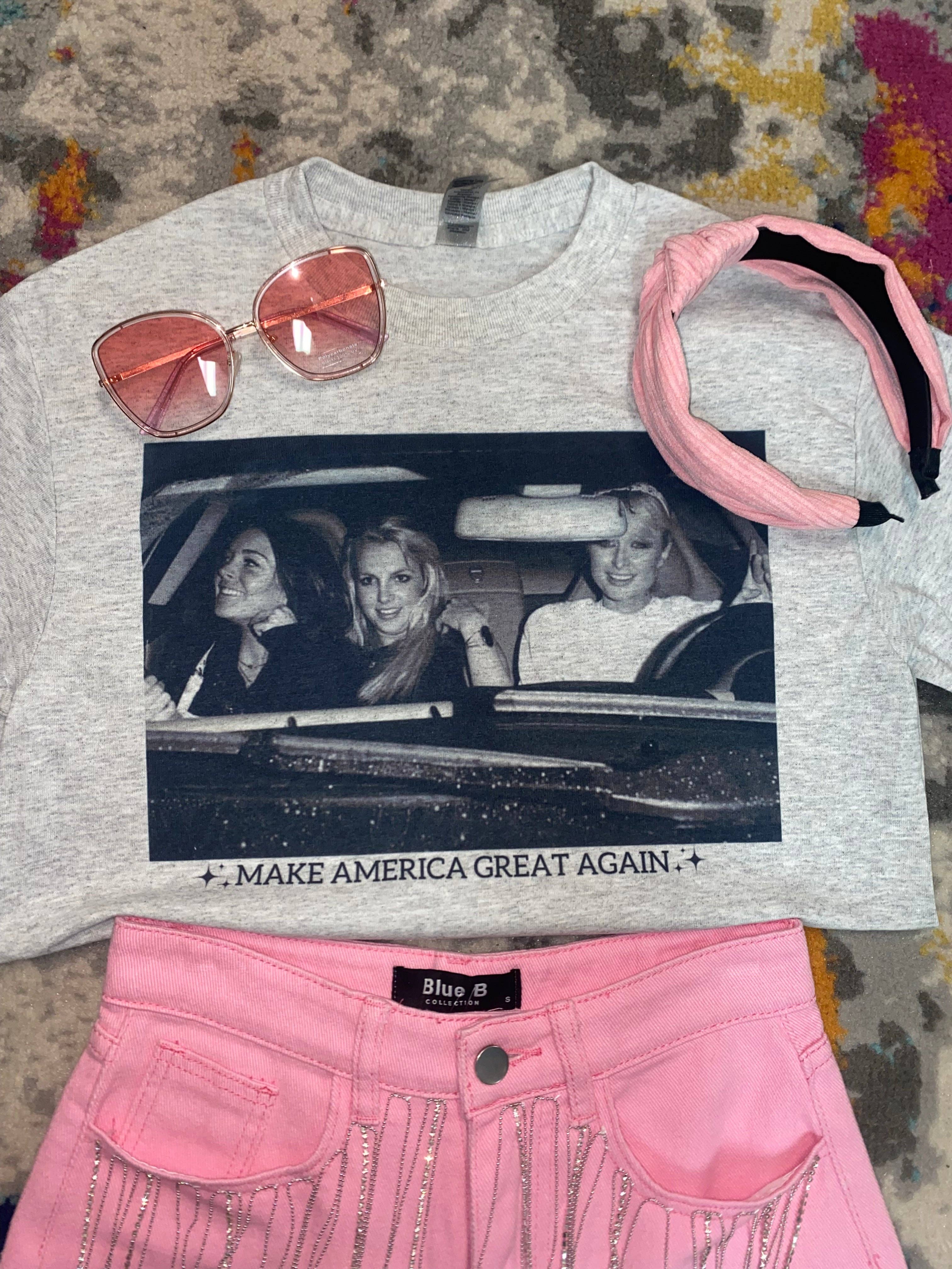 The Crown and Cradle Wholesale - Wholesale Screen Printed T-Shirt - Women's - Make America Great Again | Ash Gray