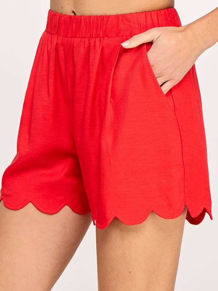Strut & Bolt - Wholesale Shorts - Women's - Scallop Hem Linen Shorts