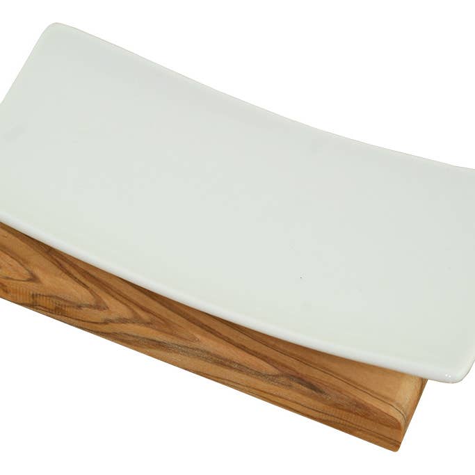 olivenholz-erleben - Wholesale Bath Soap Dish - Porcelain/olive wood soap dish4