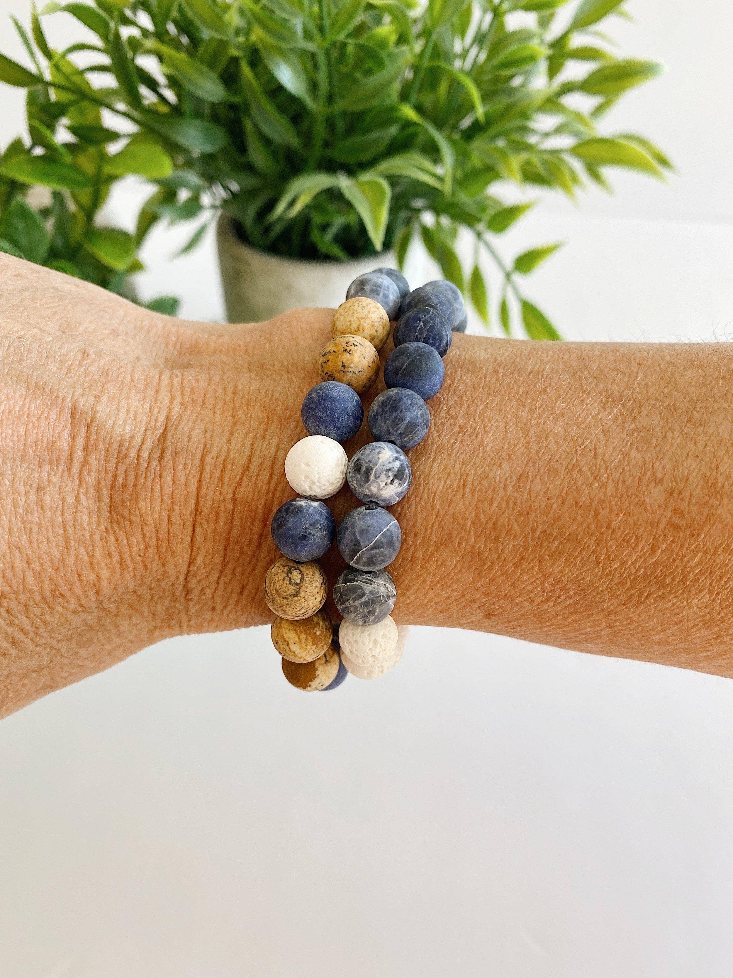 REMOVED BRAND – wholesale Pärlarmband – Sodalit+ Jasper pärlstav diffusor armband - 8 MM Set6