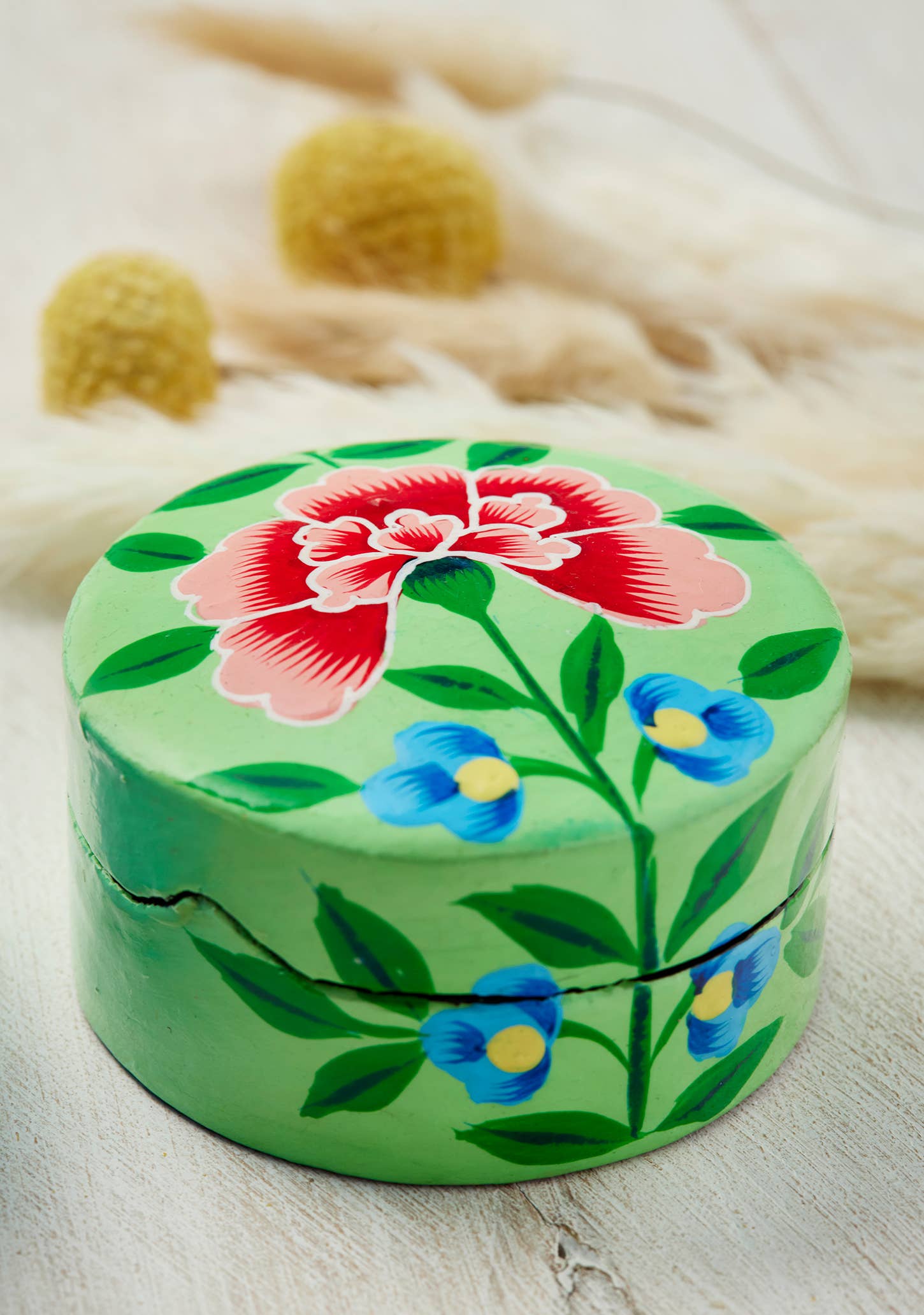 Namaste – wholesale Jewellery box/organiser – Kashmiri Chrysanthemum Handpainted Trinket Box Small3