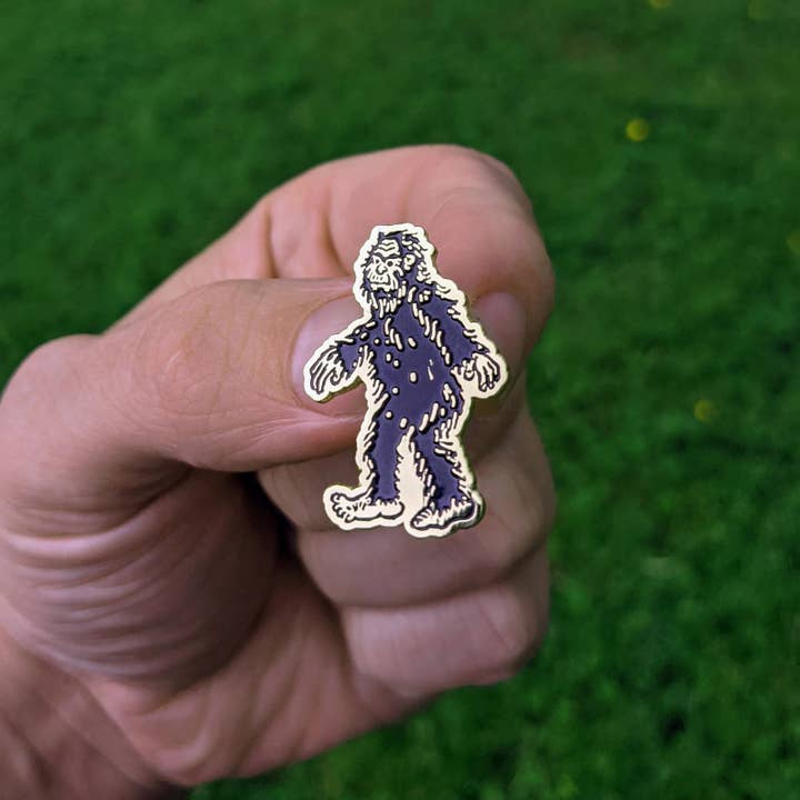 Golden Bigfoot Pin for wholesale by NW Corner Goods
