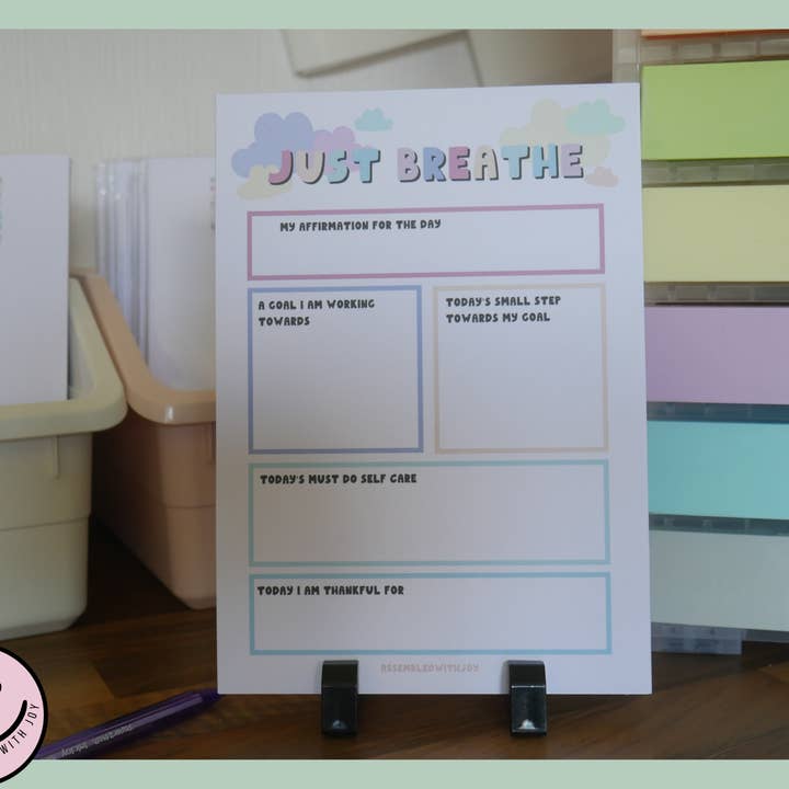Just Breathe daily reflection journal for wholesale by Assembledwithjoy