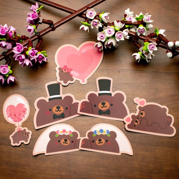 Laura Illustrates - Wholesale Sticker - Groom Bear Facing Right Vinyl Sticker | Wedding Sticker 2
