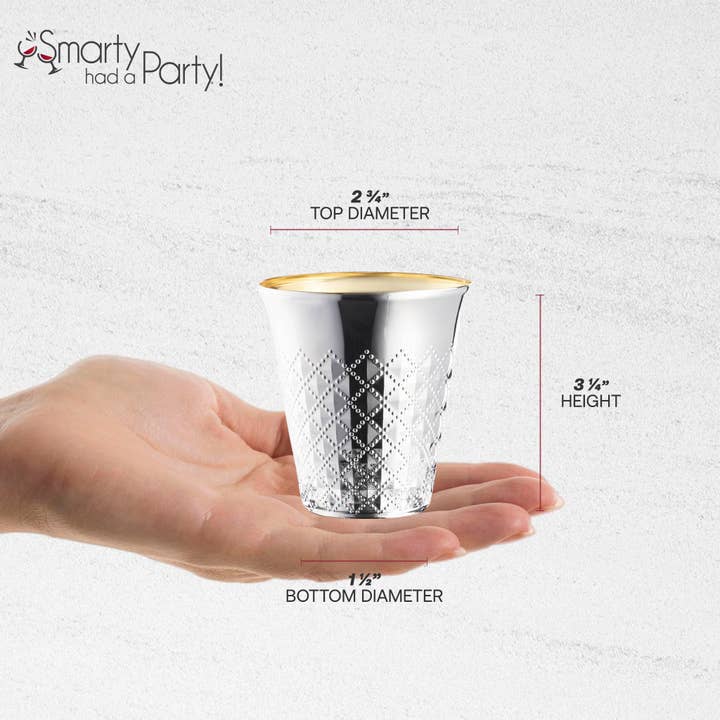 Smarty had a Party - Wholesale Disposable Cup - 5 oz. Metallic Aluminum Silver Plastic Kiddush Cups - 10 pcs