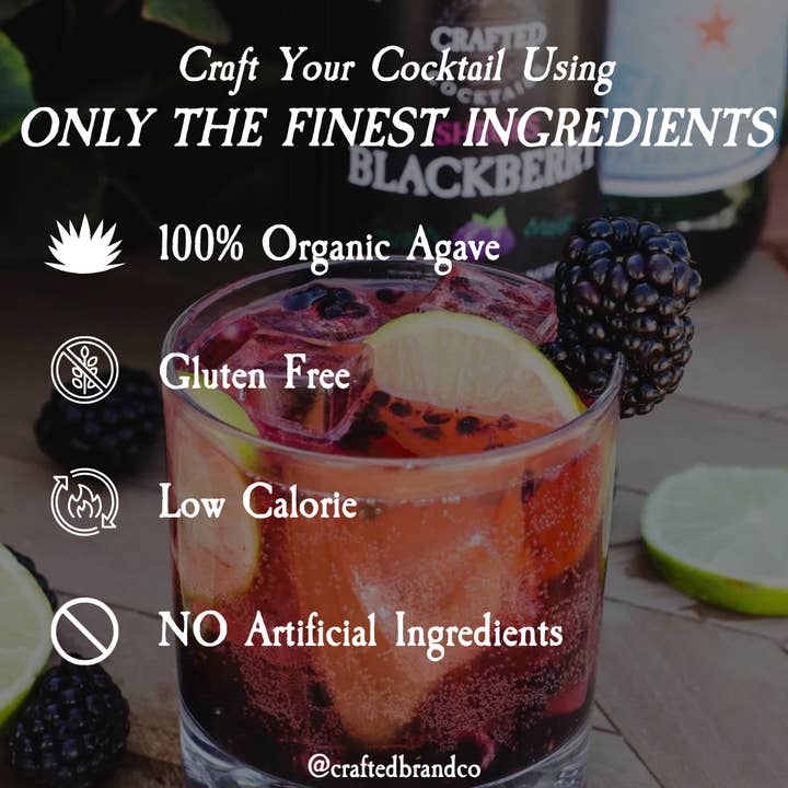 Crafted Cocktails - Wholesale Cocktail Mix/Syrup - Blackberry Shrub - Cocktail Enhancer & Soda Flavoring
