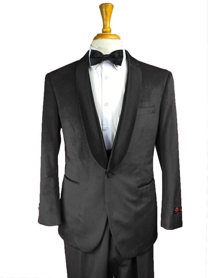 Black Velvet Tuxedo - Black Velvet Tuxedo Jacket for wholesale by Alberto Nardoni