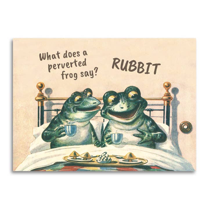 Bad Betty Greeting Co. - Wholesale Everyday Greeting Card - What Does a Perverted Frog Say? Rubbit - Adult Punny Card