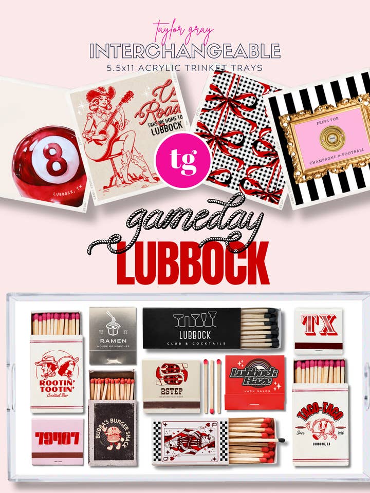 5.5x11 GAMEDAY LUBBOCK trinket tray insert set of 5 for wholesale by TAYLOR GRAY