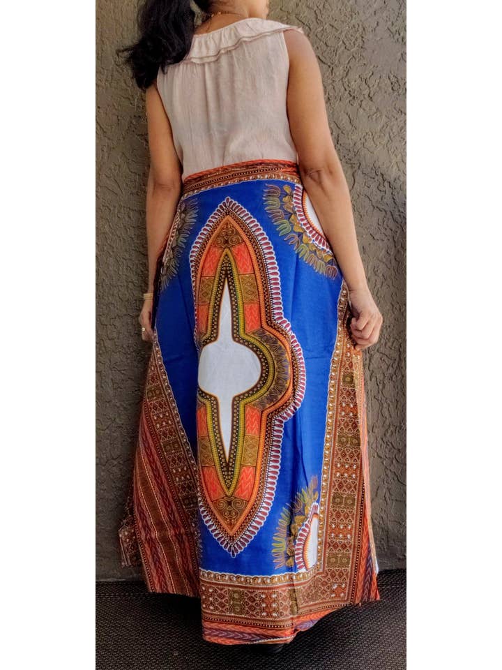 India Batik - Wholesale Skirt - Women's - #6006- Women Long Wrap Skirt- Dashiki Print