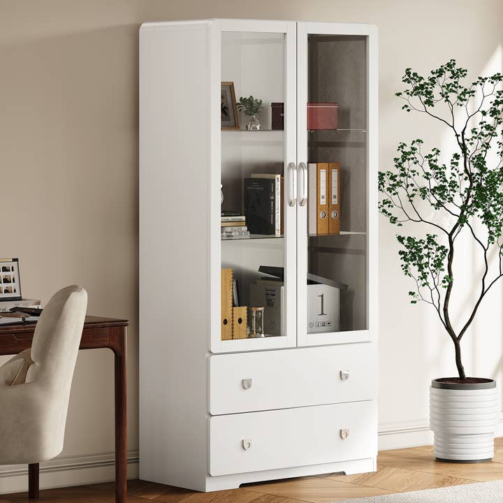 64'' Tall Display Cabinet with Acrylic Doors and LED Lights for wholesale by Heynemo