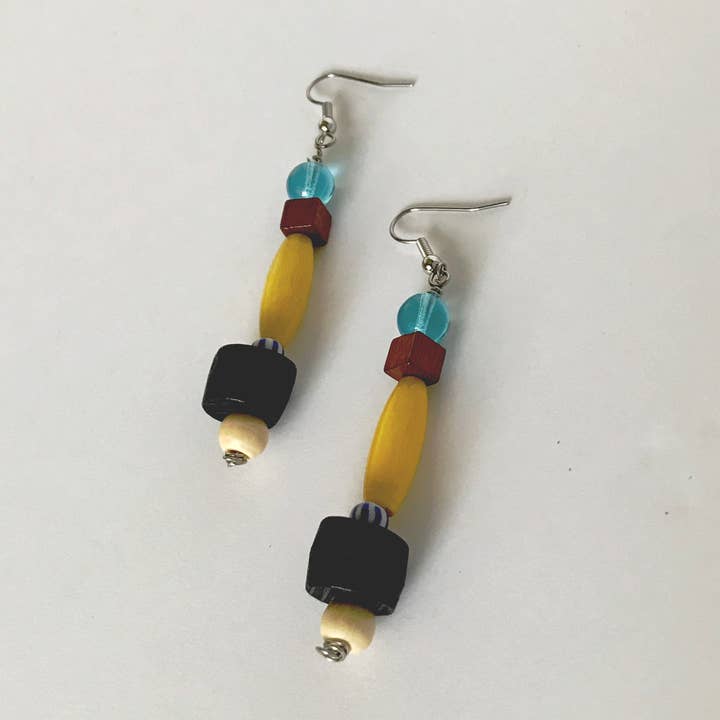 Mary Lindseth Art - Wholesale Dangle Earrings - "Beata" earrings yellow and blue0