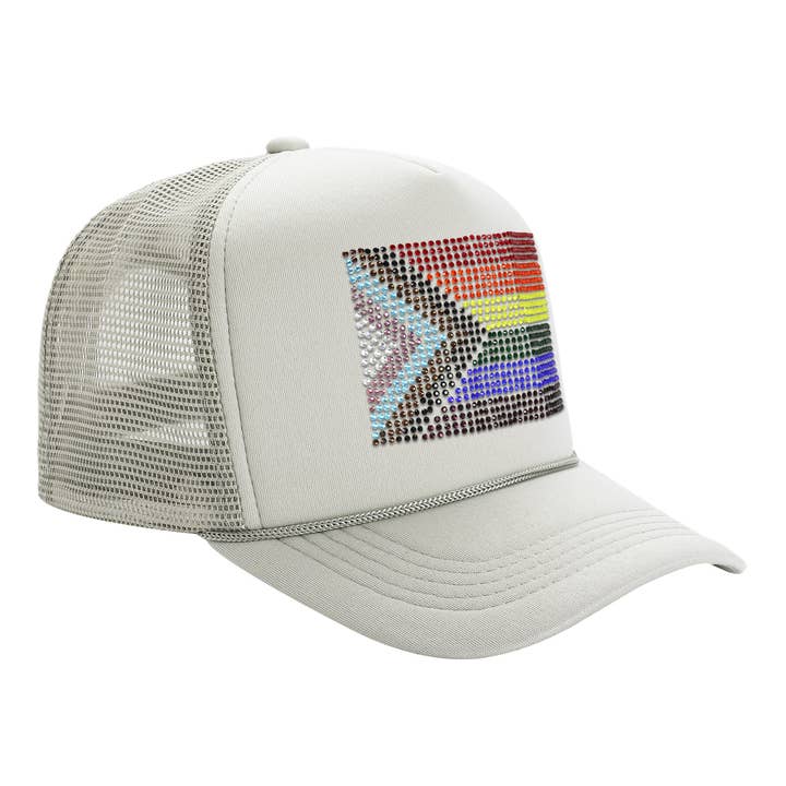 Cap Zone - Wholesale Trucker Hat - Unisex - Bling Rainbow Pride Flag Sponge Trucker Hat9