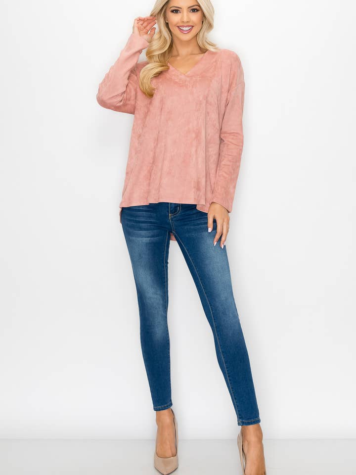 Haut en daim stretch Andrea pour la vente par Joh Apparel