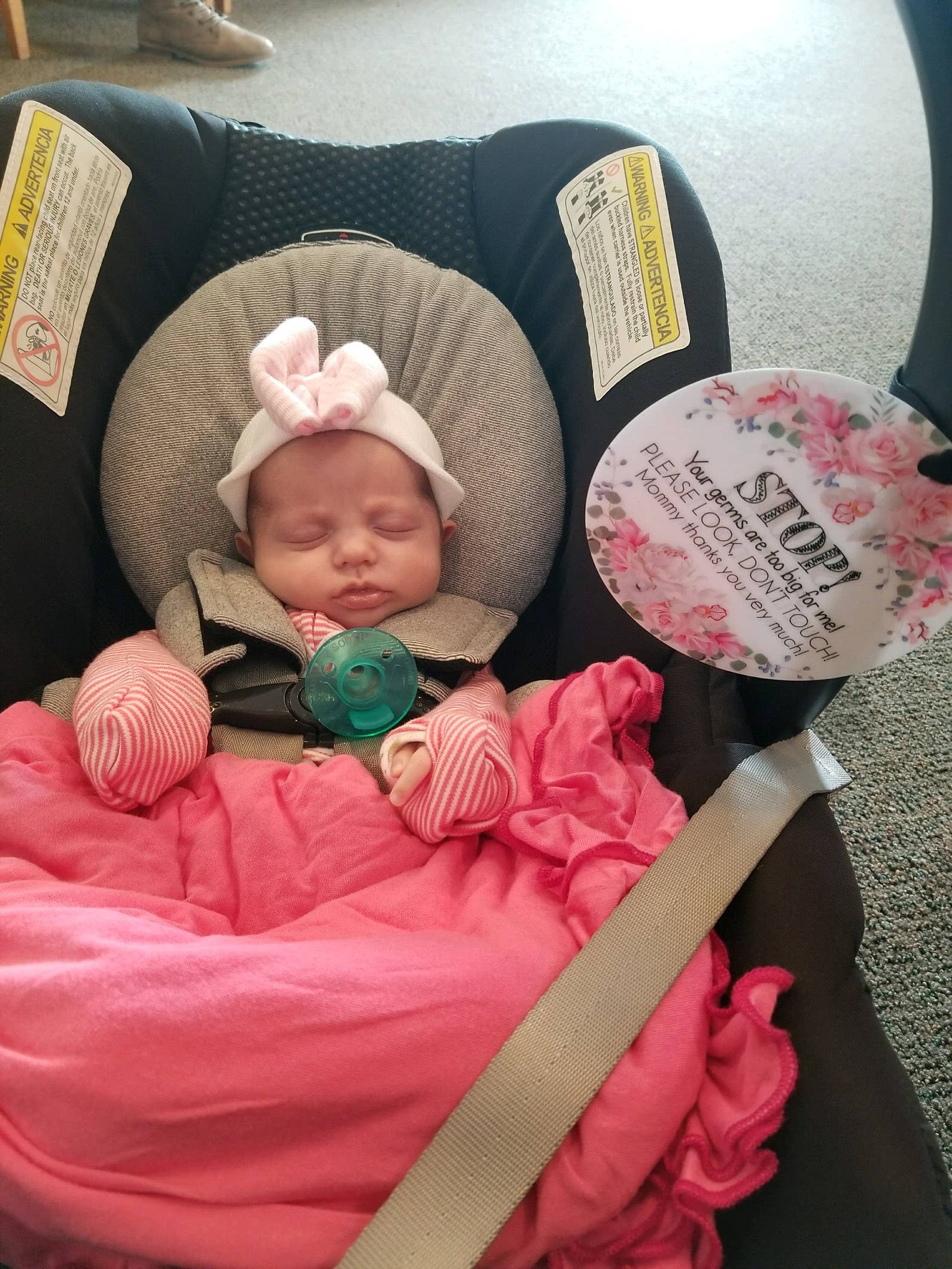 Three Little Tots - Wholesale Stroller Cover/Accessory - Baby - Flower No Touching Baby Car Seat and Stroller Tag12