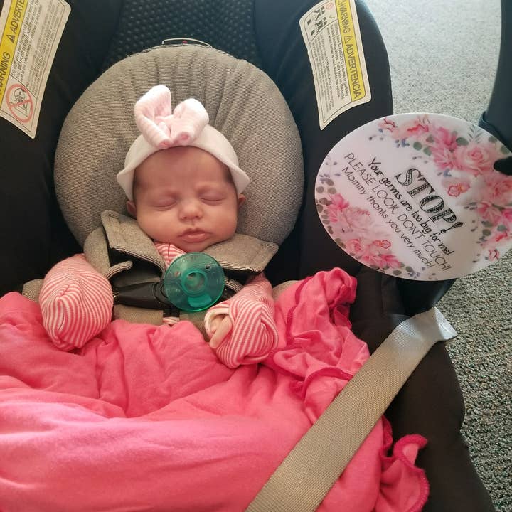 Three Little Tots - Wholesale Stroller Cover/Accessory - Baby - Flower No Touching Baby Car Seat and Stroller Tag12