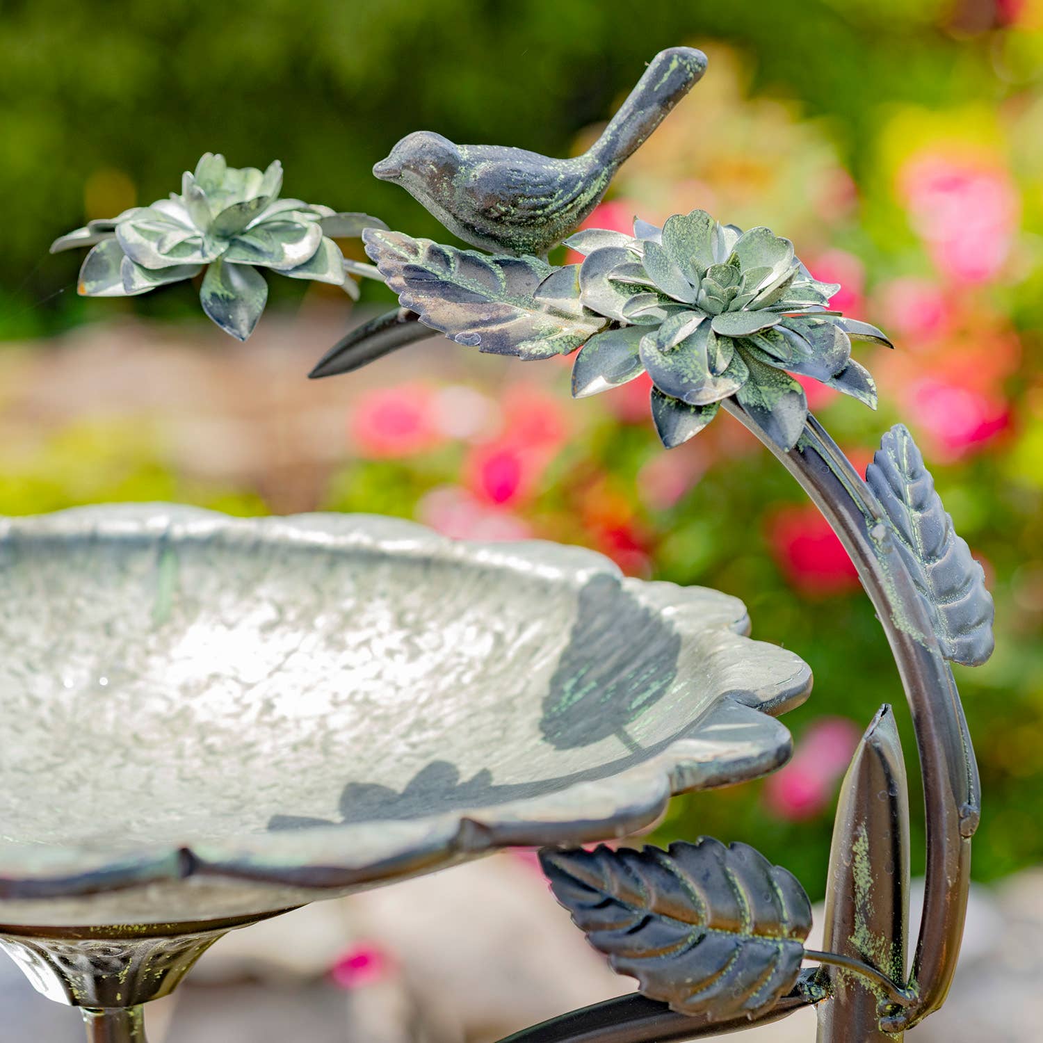 Zaer Ltd. International - Wholesale Bird Bath - Scallop Edge Birdbath with Branch Stand- 2 Color Options1