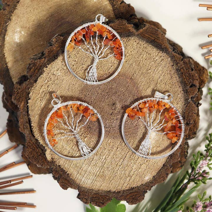 Natures Artifacts Inc - Wholesale Pendant/Charm Necklace - Carnelian Tree of Life Pendant - Carnelian Jewelry
