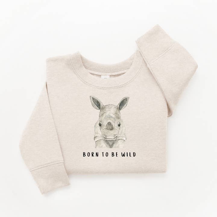 Rhino Born to be Wild Sweatshirt voor wholesale door WLDFLWR Studio
